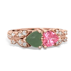 Jade Diamond Butterflies 14K Rose Gold ring R5601