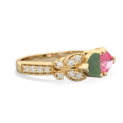 Jade Diamond Butterflies 14K Yellow Gold ring R5601