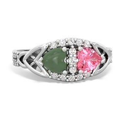 Jade Sparkling Celtic Knot 14K White Gold ring R2645