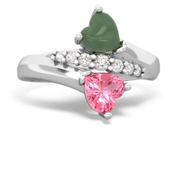 Jade Heart To Heart 14K White Gold ring R2064