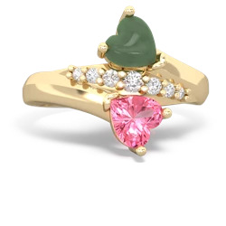 Jade Heart To Heart 14K Yellow Gold ring R2064