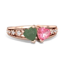 Jade Heart To Heart 14K Rose Gold ring R3342