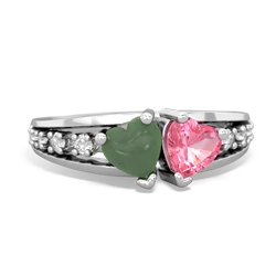 Jade Heart To Heart 14K White Gold ring R3342
