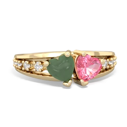 Jade Heart To Heart 14K Yellow Gold ring R3342