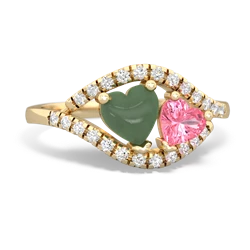 Jade Mother And Child 14K Yellow Gold ring R3010