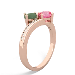 Jade Channel Set Two Stone 14K Rose Gold ring R5303