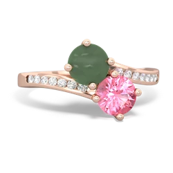 Jade Channel Set Two Stone 14K Rose Gold ring R5303