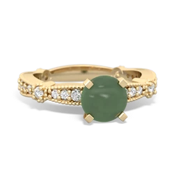 Jade Sparkling Tiara 6Mm Round 14K Yellow Gold ring R26296RD