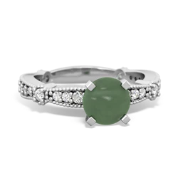 Jade Sparkling Tiara 6Mm Round 14K White Gold ring R26296RD