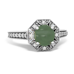 Jade Art-Deco Starburst 14K White Gold ring R5520