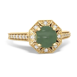 Jade Art-Deco Starburst 14K Yellow Gold ring R5520