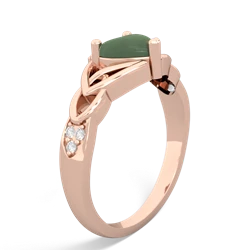 Jade Claddagh Celtic Knot Diamond 14K Rose Gold ring R5001