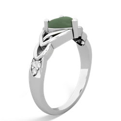 Jade Claddagh Celtic Knot Diamond 14K White Gold ring R5001