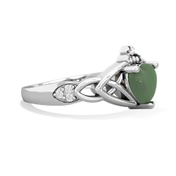 Jade Claddagh Celtic Knot Diamond 14K White Gold ring R5001