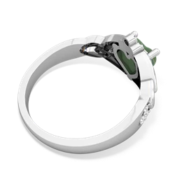 Jade Claddagh Celtic Knot Diamond 14K White Gold ring R5001