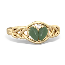 Jade Celtic Love Knot 14K Yellow Gold ring R5420