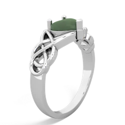 Jade Claddagh Celtic Knot 14K White Gold ring R2367