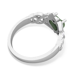 Jade Claddagh Celtic Knot 14K White Gold ring R2367