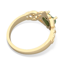 Jade Claddagh Celtic Knot 14K Yellow Gold ring R2367