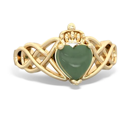 Jade Claddagh Celtic Knot 14K Yellow Gold ring R2367