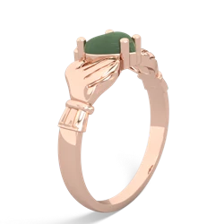 Jade Claddagh Diamond Crown 14K Rose Gold ring R2372