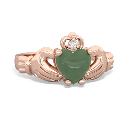 Jade Claddagh Diamond Crown 14K Rose Gold ring R2372