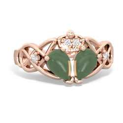 Jade 'One Heart' Celtic Knot Claddagh 14K Rose Gold ring R5322