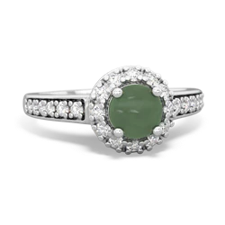 Jade Diamond Halo 14K White Gold ring R5370