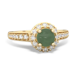 Jade Diamond Halo 14K Yellow Gold ring R5370