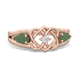 Jade Hearts Intertwined 14K Rose Gold ring R5880