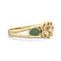 Jade Hearts Intertwined 14K Yellow Gold ring R5880