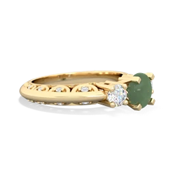 Jade Art Deco Diamond 6Mm Round Engagment 14K Yellow Gold ring R2003