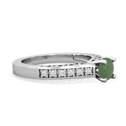 Jade Art Deco Engagement 5Mm Round 14K White Gold ring R26355RD