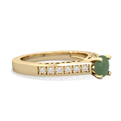 Jade Art Deco Engagement 5Mm Round 14K Yellow Gold ring R26355RD