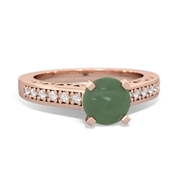 Jade Art Deco Engagement 6Mm Round 14K Rose Gold ring R26356RD