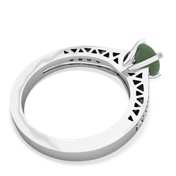 Jade Art Deco Engagement 6Mm Round 14K White Gold ring R26356RD