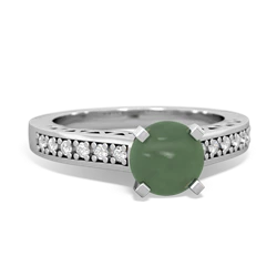 Jade Art Deco Engagement 6Mm Round 14K White Gold ring R26356RD