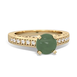 Jade Art Deco Engagement 6Mm Round 14K Yellow Gold ring R26356RD