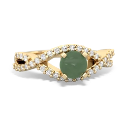 Jade Diamond Twist 5Mm Round Engagment  14K Yellow Gold ring R26405RD