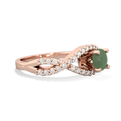 Jade Diamond Twist 5Mm Round Engagment  14K Rose Gold ring R26405RD