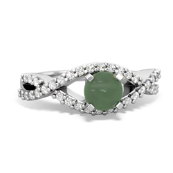 Jade Diamond Twist 5Mm Round Engagment  14K White Gold ring R26405RD