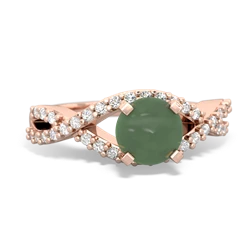 Jade Diamond Twist 6Mm Round Engagment  14K Rose Gold ring R26406RD