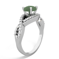 Jade Diamond Twist 6Mm Round Engagment  14K White Gold ring R26406RD