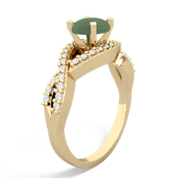 Jade Diamond Twist 6Mm Round Engagment  14K Yellow Gold ring R26406RD