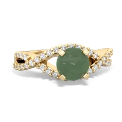 Jade Diamond Twist 6Mm Round Engagment  14K Yellow Gold ring R26406RD