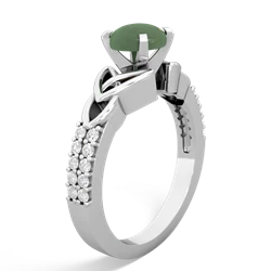 Jade Celtic Knot Engagement 14K White Gold ring R26446RD
