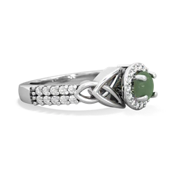 Jade Celtic Knot Halo 14K White Gold ring R26445RH