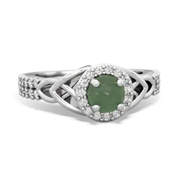 Jade Celtic Knot Halo 14K White Gold ring R26445RH