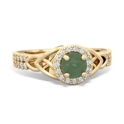 Jade Celtic Knot Halo 14K Yellow Gold ring R26445RH