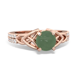 Jade Celtic Knot 6Mm Round Engagement 14K Rose Gold ring R26446RD